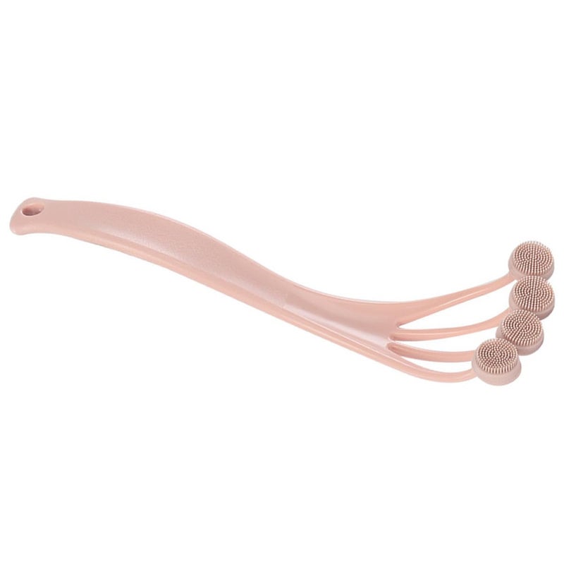 Long Handle Pink Silicone Back Brush Exfoliating Scrubber Shower Bath Accessories - Image 2
