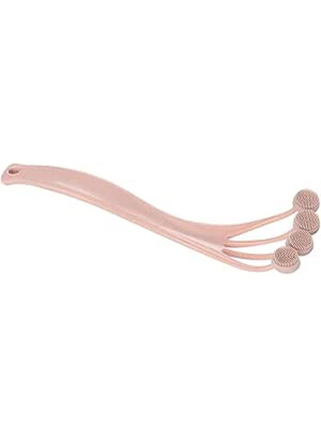 Long Handle Pink Silicone Back Brush Exfoliating Scrubber Shower Bath Accessories - Image 1