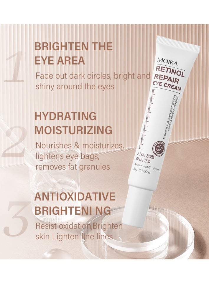 MOIKA Reduce Fine Lines, Anti-wrinkle Firming Retinol Repair Eye Cream 30g - Image 3