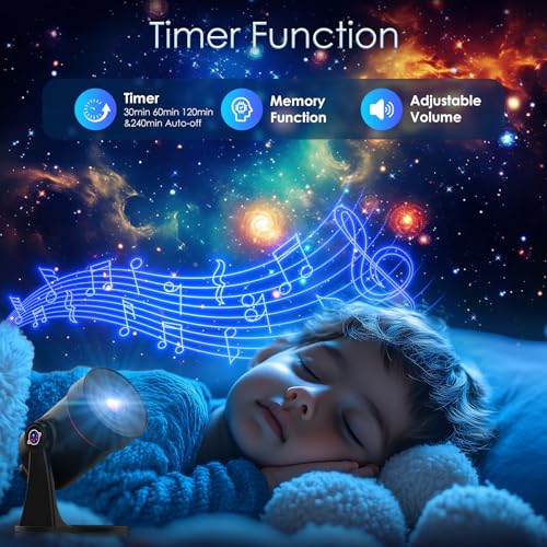 VanSmaGo [White Noise] Galaxy Projector, 28 Soothing Sounds Star Projector Sound Machine, Solar System Space Planetarium Projector Night Light, Room Decor for Ceiling Bedroom Kids Adults Sleep Trainer - Image 4