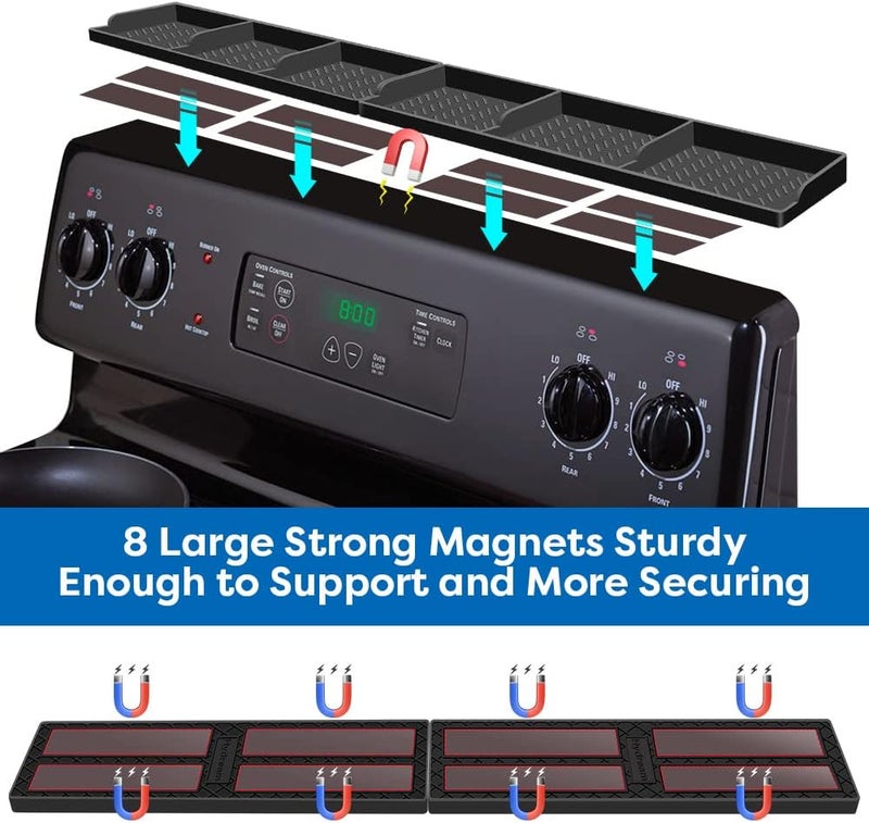 Hydream Stove Top for Silicone Shelf,30 Inch Magnetic Shelf Over the Stove Spice Rack,Kitchen Organizer Magnet Above Stovetop Back of Flat Storage Suctioned-Black - Image 3