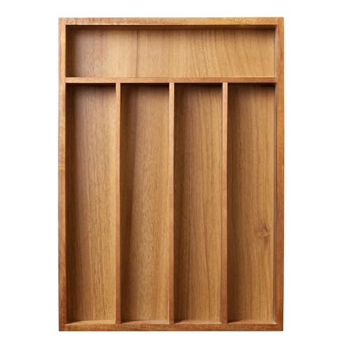 Greenual Acacia Wood Silverware Organizer 10 In Utensil Organizer Silverware Tray for Drawer Cutlery Flatware Organizer for Kitchen - Image 1