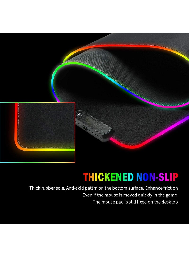 Flash Hawk - Large RGB Gaming Mousepad with Nonslip Base 14 Kinds of RGB Lights Mode for Live Broadcasting, Games and Work 800x300x4mm - Image 1