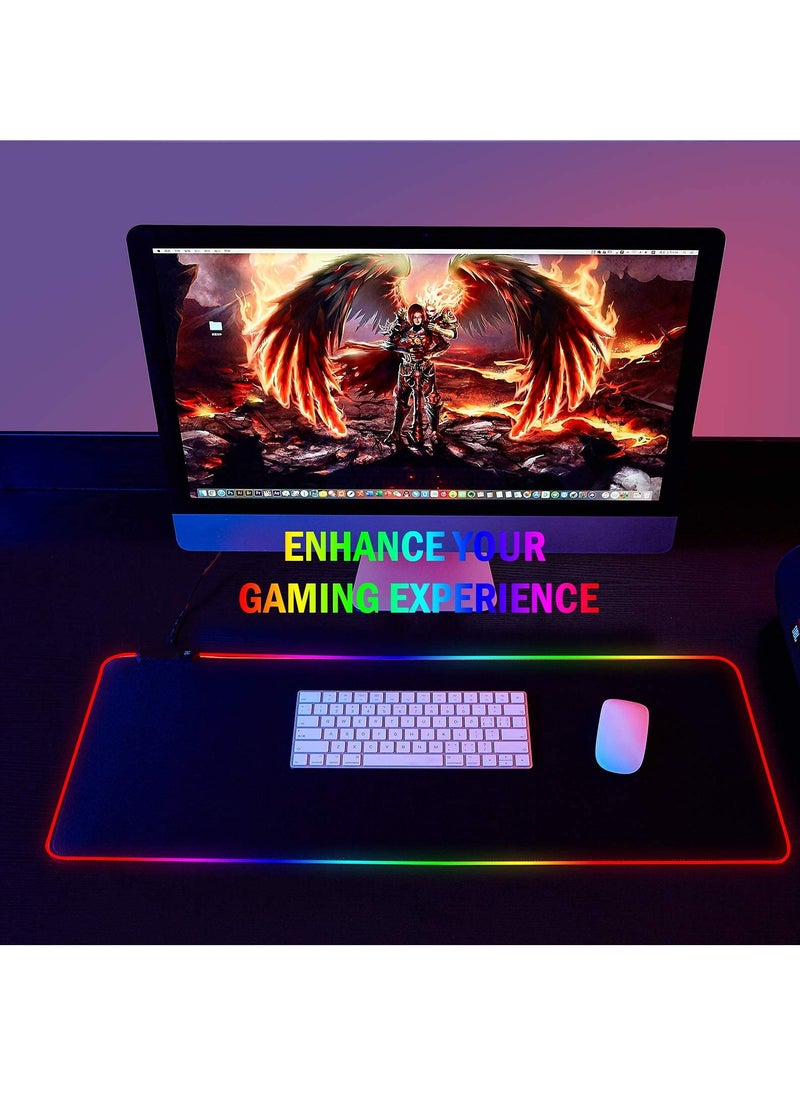 Flash Hawk - Large RGB Gaming Mousepad with Nonslip Base 14 Kinds of RGB Lights Mode for Live Broadcasting, Games and Work 800x300x4mm - Image 1