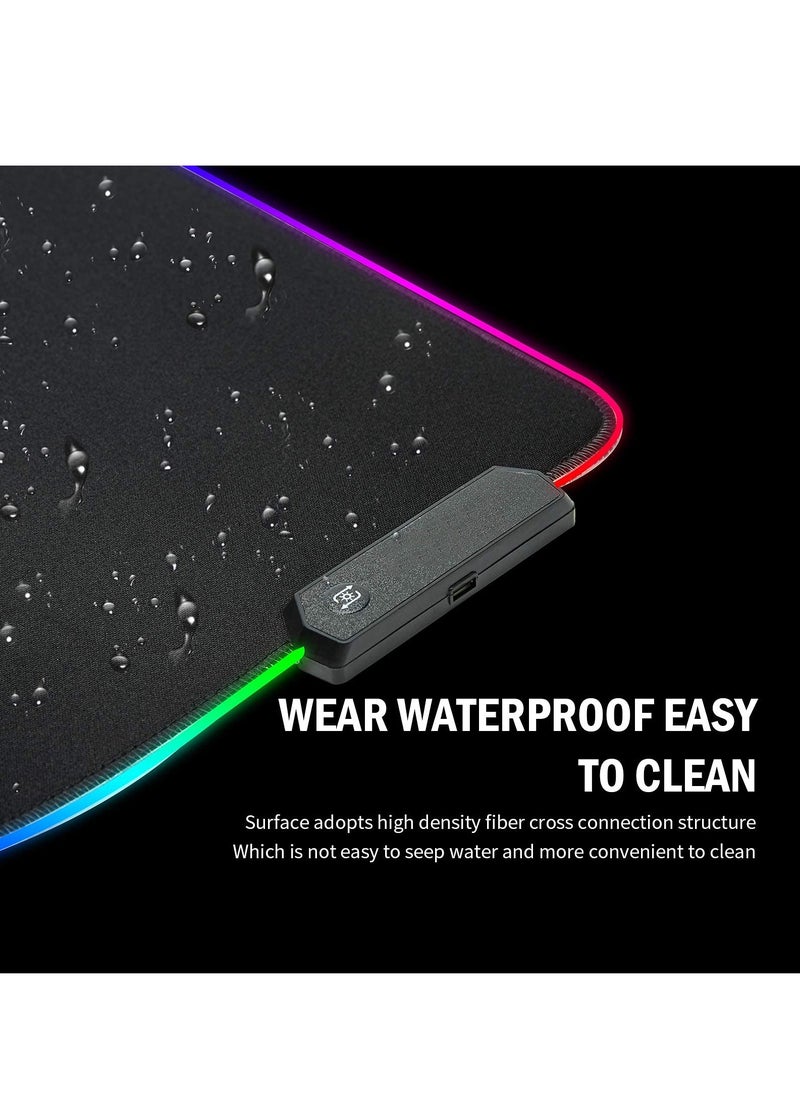 Flash Hawk - Large RGB Gaming Mousepad with Nonslip Base 14 Kinds of RGB Lights Mode for Live Broadcasting, Games and Work 800x300x4mm - Image 1