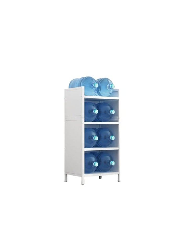 SKY-TOUCH - 4-Tier Storage Cabinet Standing Shelf Units with 4 Door Bookshelf Bookcase with 4 Wheels Storage Rack Organizer Workstation for Kitchen Home Office Pantry Study White - Image 1