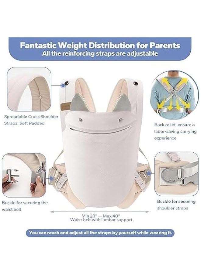 Gonice Baby Carrier, Ergonomic Infant Carrier with Hip Seat Lumbar Support,Multi-Position Front and Back Breathable Carrier Slings for Newborn, Infant & Toddler 7-45 Pounds (C)  - Image 3