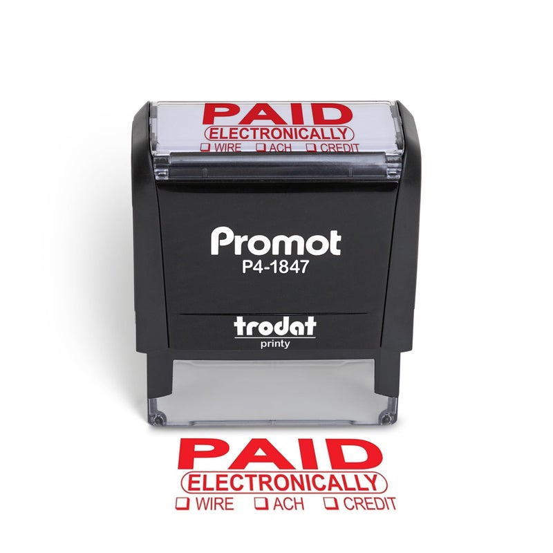 Promot Promot Paid Stamp Self Inking  Paid for Office Accounts Payable for Electronic Payment  Rubber Stamps for Retail Use Red Ink Self Inking Stamp for Business Supplies