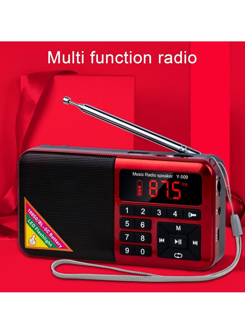 Fm Radio Digital Mp3 Music Player Portable Mini Speaker With Led Flashlight For Outdoor - Image 1
