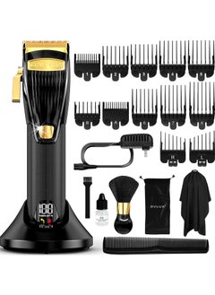 OVLUX OVLUX Professional Hair Clippers for Men  Rechargeable Electric Cordless Trimmer with 12 Guide Combs Brush Oil Storage Case for Professional Barbers  Beginners  Adjustable Taper Length 082mm 