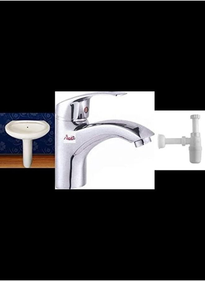 ABBASALI - Complete Fitting Of Wash Basin Includes Ceramic Wash Basin Big Size - Image 1