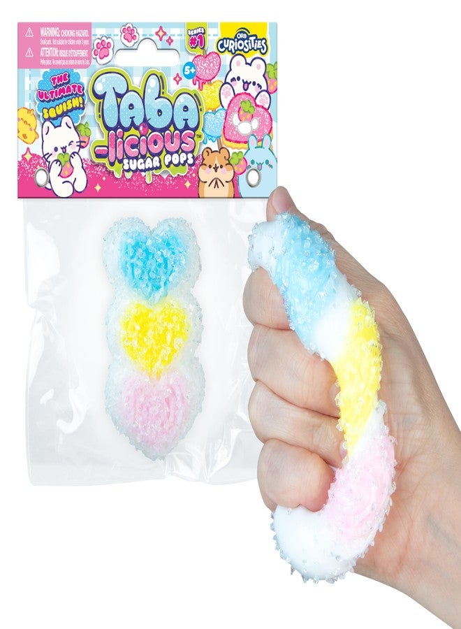 The Orb Factory ORB Tabalicious Sugar Pops TABA Rainbow Triple Heart Squishy Toy - Blue, Yellow and Pink Linked Hearts with Sparkles - Soft Sticky TABA Squishies - Fun Squishy Stress Ball Fidget Toys for Kids, Adults - Image 4