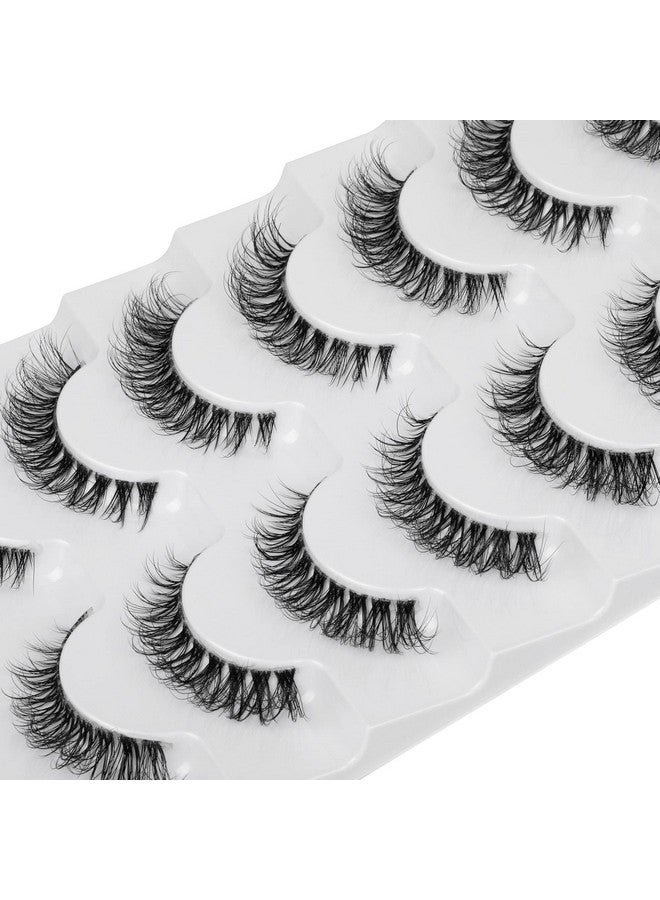 JIMIRE Demi Wispies Faux Mink Eyelashes With Clear Band Russian Strip Lashes Fluffy Natural Look Wispy Light 13Mm Short False Eyelashes Invisible Small 3D Fake Lashs Pack 7 Pairs - Image 2