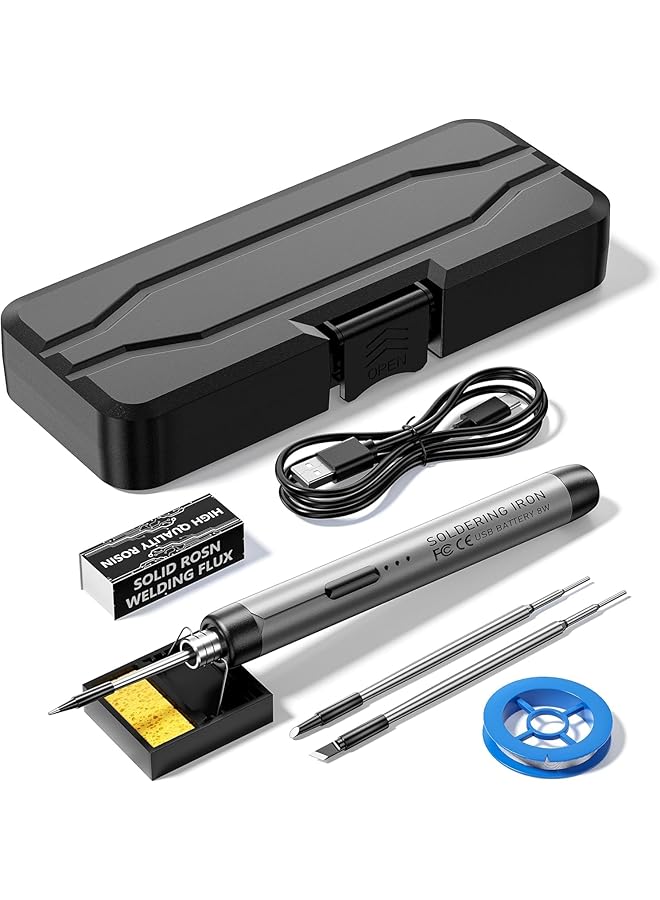إيروريكس طقم مكواة لحام كهربائية بثلاث سرعات قابلة للتعديل ودرجة حرارة تتضمن 3 رؤوس لحام وحامل مكواة لحام من الراتنج وقلب تسخين ومجموعة لحام محمولة لإصلاح الأجهزة الكهربائية بنفسك - Image 1