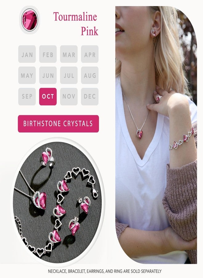 Leafael Infinity Love Heart Earrings for Women, Birthstone Crystal Earrings with Healing Stones, Silver-tone Crystal Stud Earrings, Allergy-Free Jewelry Gift for Women with Gift Box - Image 4