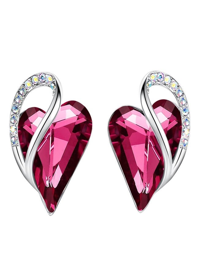 Leafael Infinity Love Heart Earrings for Women, Birthstone Crystal Earrings with Healing Stones, Silver-tone Crystal Stud Earrings, Allergy-Free Jewelry Gift for Women with Gift Box - Image 1
