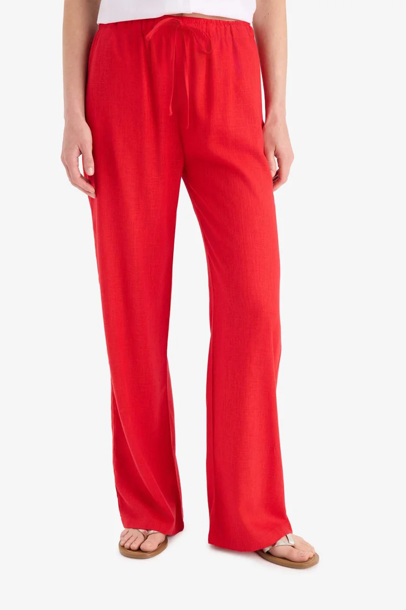 Defacto Straight Fit Double Pocket Linen Blended Trousers