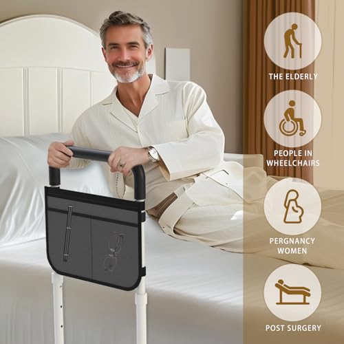 OCBAiLi Bed Rails for Elderly Adults Safety, Bed Handle Bedside Assist, Adult Bed Rails for Seniors, Adjustable Bed Bar with Storage Pocket & Fixing Strap, Bed Cane Fits Twin, Queen, Full, King Bed - Image 5