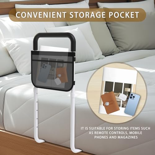 OCBAiLi Bed Rails for Elderly Adults Safety, Bed Handle Bedside Assist, Adult Bed Rails for Seniors, Adjustable Bed Bar with Storage Pocket & Fixing Strap, Bed Cane Fits Twin, Queen, Full, King Bed - Image 3