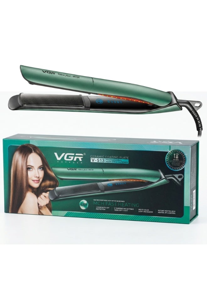 VGR Professional Ceramic Hair Straightener V-513 – Fast Heating Flat Iron with Touch Control & Salon-Quality Results Advanced Hair Styling Tool with Adjustable Temperature, Auto Shut-Off & 360° Swivel Cord for Smooth, Shiny Hair - green green - Image 3