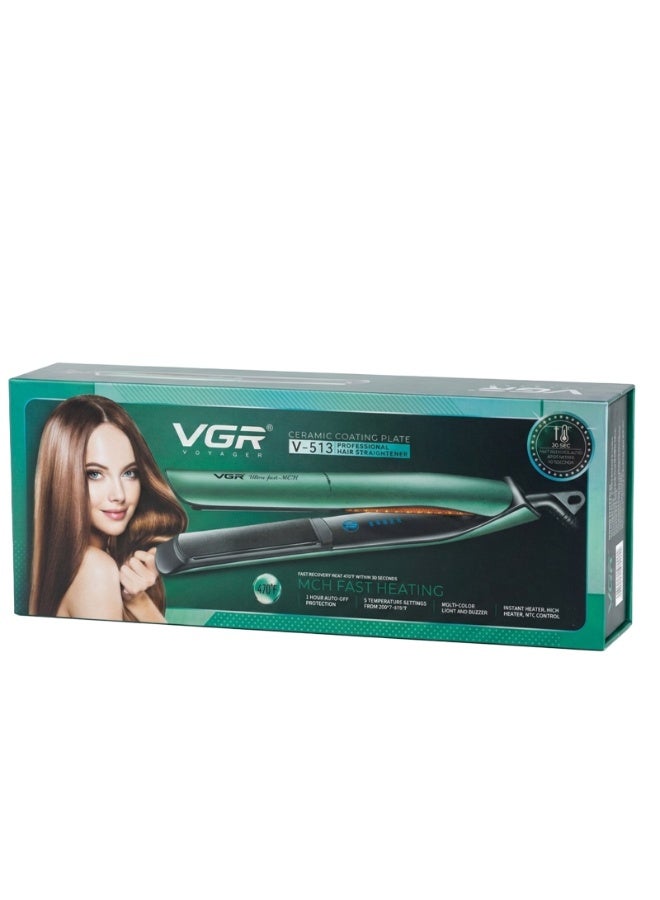 VGR Professional Ceramic Hair Straightener V-513 – Fast Heating Flat Iron with Touch Control & Salon-Quality Results Advanced Hair Styling Tool with Adjustable Temperature, Auto Shut-Off & 360° Swivel Cord for Smooth, Shiny Hair - green green - Image 2