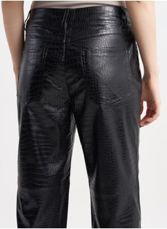 High-Gloss Black Faux Leather Crocodile Print Pants - pzsku/ZC1DDBE900D1EBDBEF56AZ/45/_/1732957173/2116703f-6366-4283-84f1-6bd477e2523f