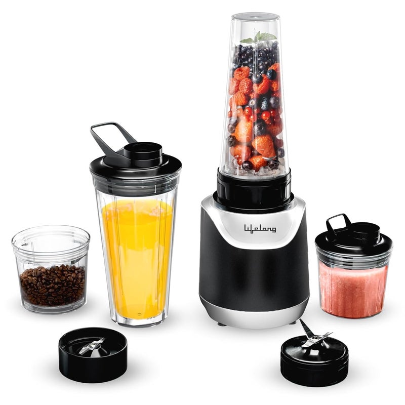 Lifelong Lifelong 700 Watts Nutri Blender for Smoothie and Juices - 4 Bullet Jars 700 & 500ml - 100% Copper Motor Bullet Mixer Grinder for Kitchen - Smoothie Maker with Sipper Jar - Stainless Steel Blades  - Image 1