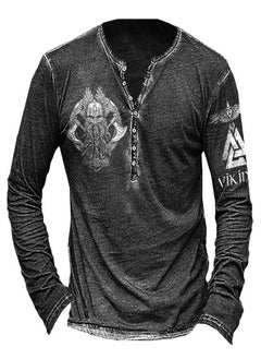Generic Collarless Casual Long Sleeve Men's T-Shirt  - Image 1