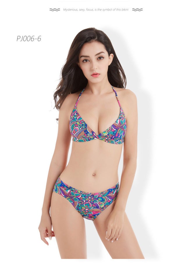 European And American Back Bikini Printed Bikini Split Swimsuit Two-piece Set Backless Fashionable Summer