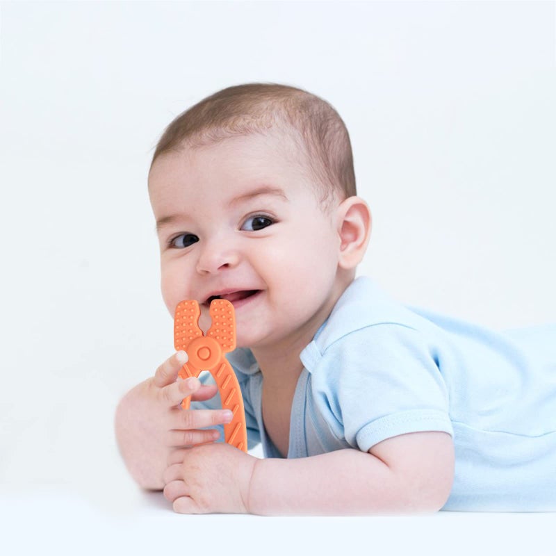 Fu Store 4 Pack Soft Silicone Teething Toys for 0-12 Months 6-24 Months Toddlers Infant Hammer Spanner Wrench Pliers Tools Shape Baby Teethers Relief Soothe Babies Gums Set - Image 5
