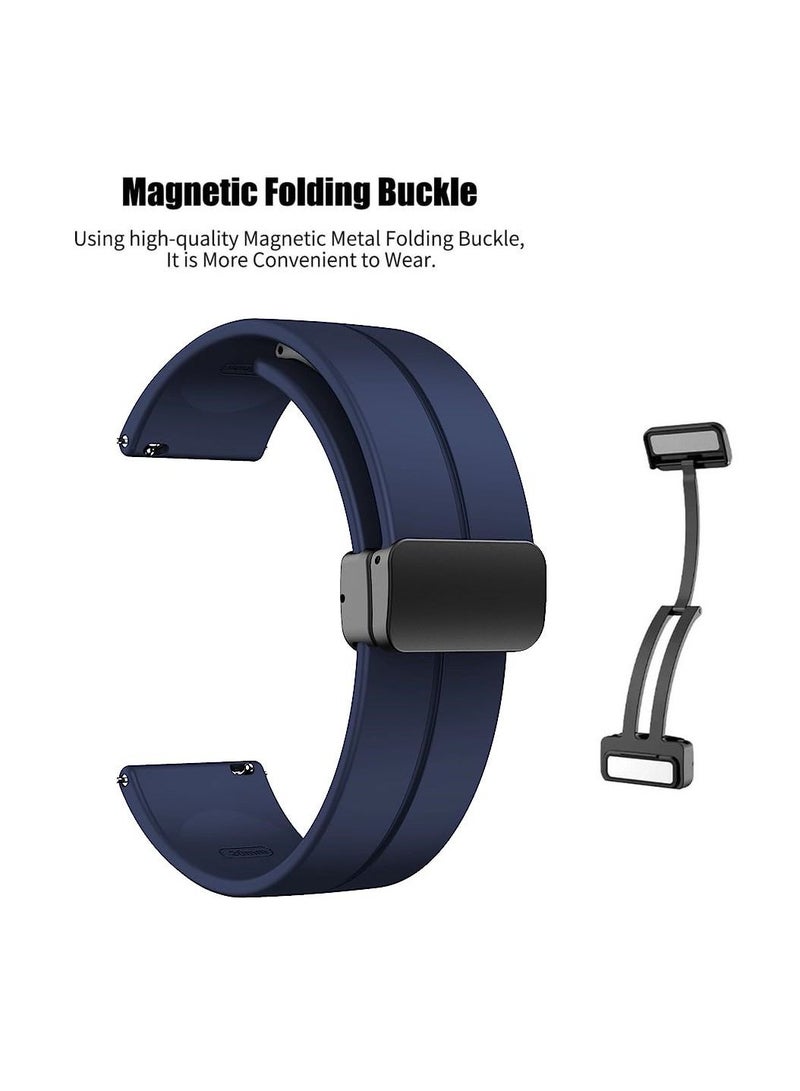 22mm Silicone Strap With Magnetic Folding Buckle For Xiaomi Amazfit GTR 2 Strap Sport- Blue - Image 3