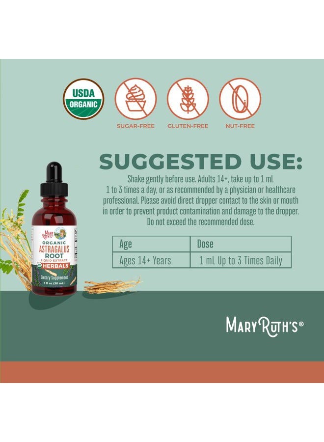 MaryRuth's Astragalus Root, Sugar Free, USDA Organic, Astragalus Extract for Immune Support, Focus, and Cardiovascular Support, Astragalus Root Organic Liquid Drops, Non-GMO, Vegan, 1 Fl Oz - Image 3