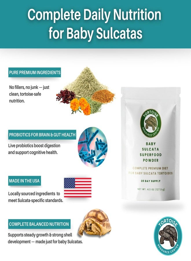 Tortoise Resource Center Baby Sulcata Food with Calcium - Human Grade Scientifically Formulated Diet for Healthy Growth - 4.5 oz 30-Day Supply for Grassland Tortoise Lovers! - Image 2