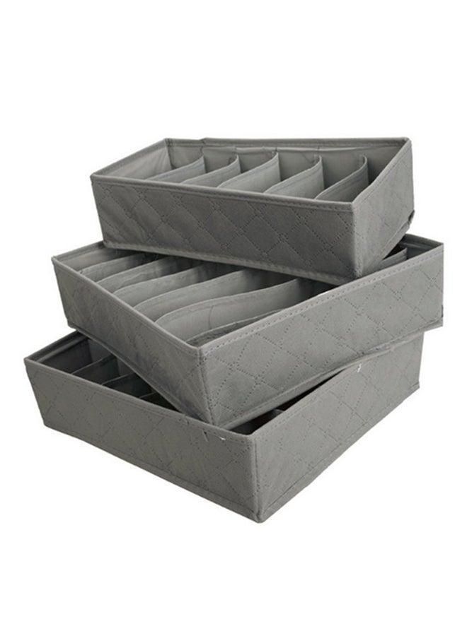 3-Piece Multifunction Socks Storage Box Set Grey  - Image 1