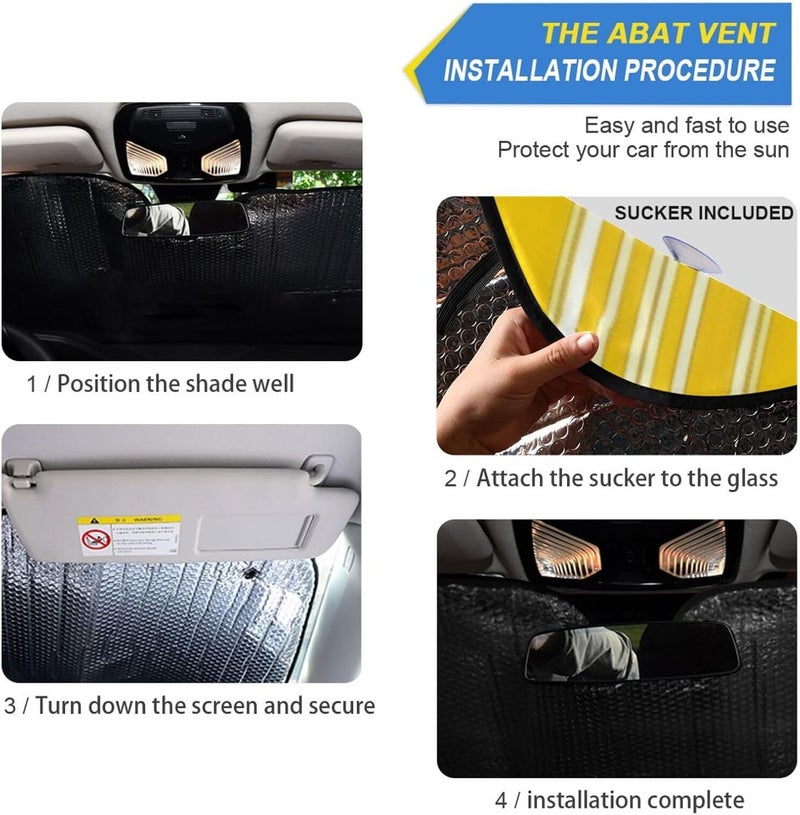 Yellow Gingham Pattern Car Windshield Sun Shade Foldable Sun Visor Automotive Sunshades for Car Truck SUV Blocks UV Rays Keep Your Vehicle Cool - Image 2