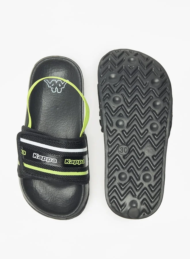 Kappa Boys' Logo Print Slides with Elasticated Backstrap
