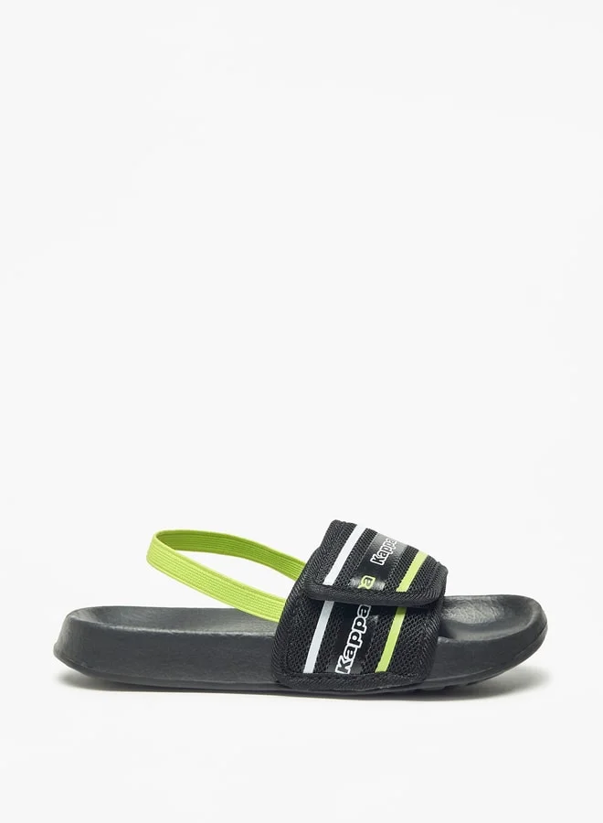 Kappa Boys' Logo Print Slides with Elasticated Backstrap