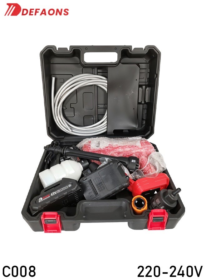DEFAONS Cordless High Pressure Washer Gun 48V Portable Car Washer Kit with Battery, Foam Bottle, Hose Pipe, Multi Spray Nozzle, Rechargeable Power Cleaner for Car Bike Home Cleaning - C008 - Image 5