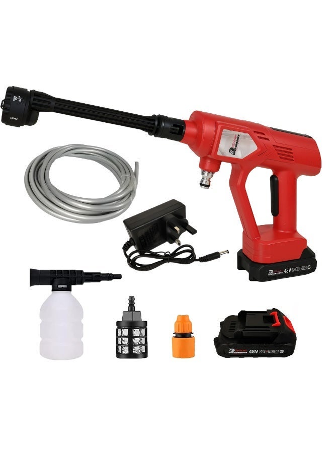 DEFAONS Cordless High Pressure Washer Gun 48V Portable Car Washer Kit with Battery, Foam Bottle, Hose Pipe, Multi Spray Nozzle, Rechargeable Power Cleaner for Car Bike Home Cleaning - C008 - Image 1