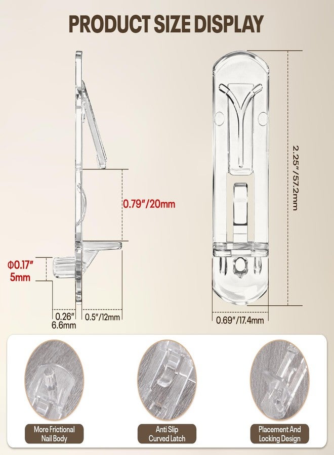 Luxify 20 PCS Locking Shelf Pegs - 5mm*3/4'' Plastic Clear Shelf Pins & Pegs for Kitchen Cabinets, Bookcases, Wardrobe - Transparent Plastic Shelf Support Pins, Compatible with Standard All 5mm Holes - Image 2