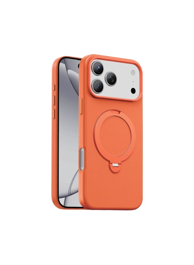 GREEN LION iPhone 17 Pro MagSafe Case Minster Leather with Foldable Stand Design & Ultra-Tactile Buttons / Shock Absorption / PC-PU Aluminum Alloy / Camera Protection / Comfortable Grip / Anti-Scratch / Anti Fingerprint - Orange - Image 1