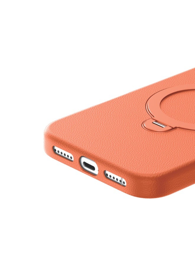 GREEN LION iPhone 17 Pro MagSafe Case Minster Leather with Foldable Stand Design & Ultra-Tactile Buttons / Shock Absorption / PC-PU Aluminum Alloy / Camera Protection / Comfortable Grip / Anti-Scratch / Anti Fingerprint - Orange - Image 5