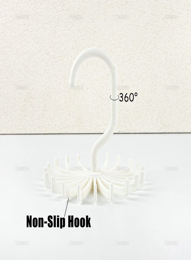 AUEAR, 8 Pack 360 Degree Rotating Scarf Hanger 20 Hooks Twirl Plastic Ties for Women Men Home Bedroom Supplies (White) - Image 3