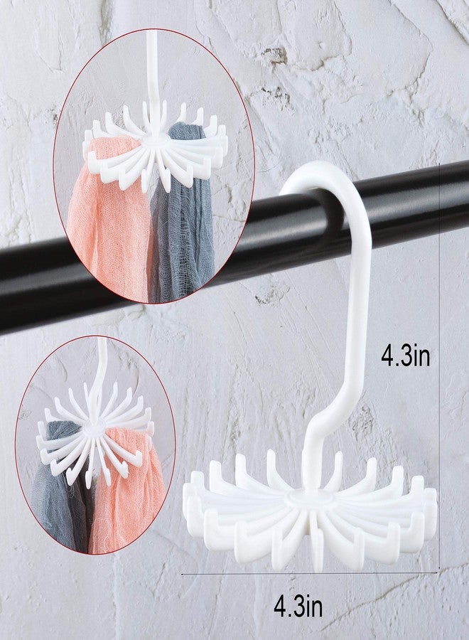 AUEAR, 8 Pack 360 Degree Rotating Scarf Hanger 20 Hooks Twirl Plastic Ties for Women Men Home Bedroom Supplies (White) - Image 2