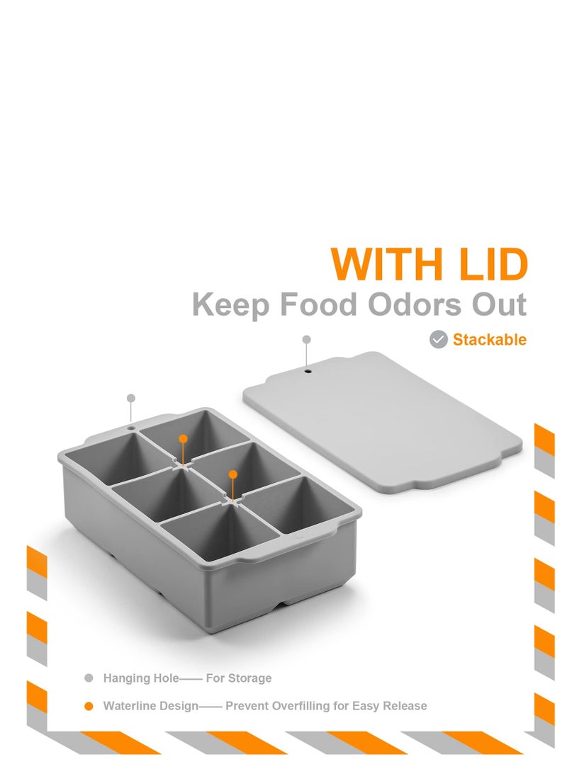 Generic Large Ice Cube Tray with Lid, Stackable Big Silicone Square Ice Cube Mold for Bourbon Soups Frozen Treats, Easy Release ,BPA Free  - Image 2