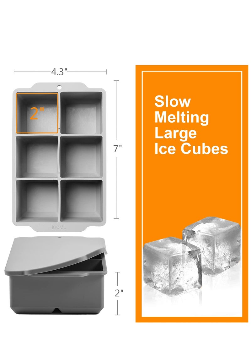 Generic Large Ice Cube Tray with Lid, Stackable Big Silicone Square Ice Cube Mold for Bourbon Soups Frozen Treats, Easy Release ,BPA Free  - Image 3