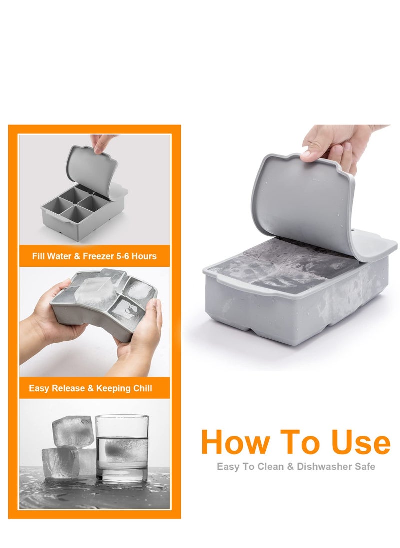Generic Large Ice Cube Tray with Lid, Stackable Big Silicone Square Ice Cube Mold for Bourbon Soups Frozen Treats, Easy Release ,BPA Free  - Image 4