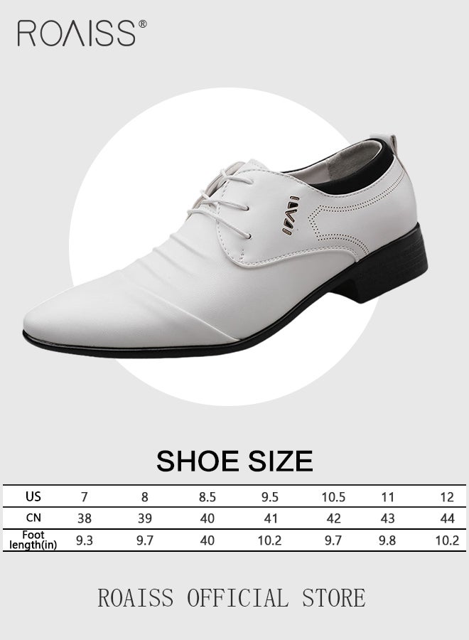 roaiss Fashion Summer And Autumn Men Leather Shoes Low Heel Pointed Toe Lace Solid Color Business Style Shoes Men All Leather - Image 3