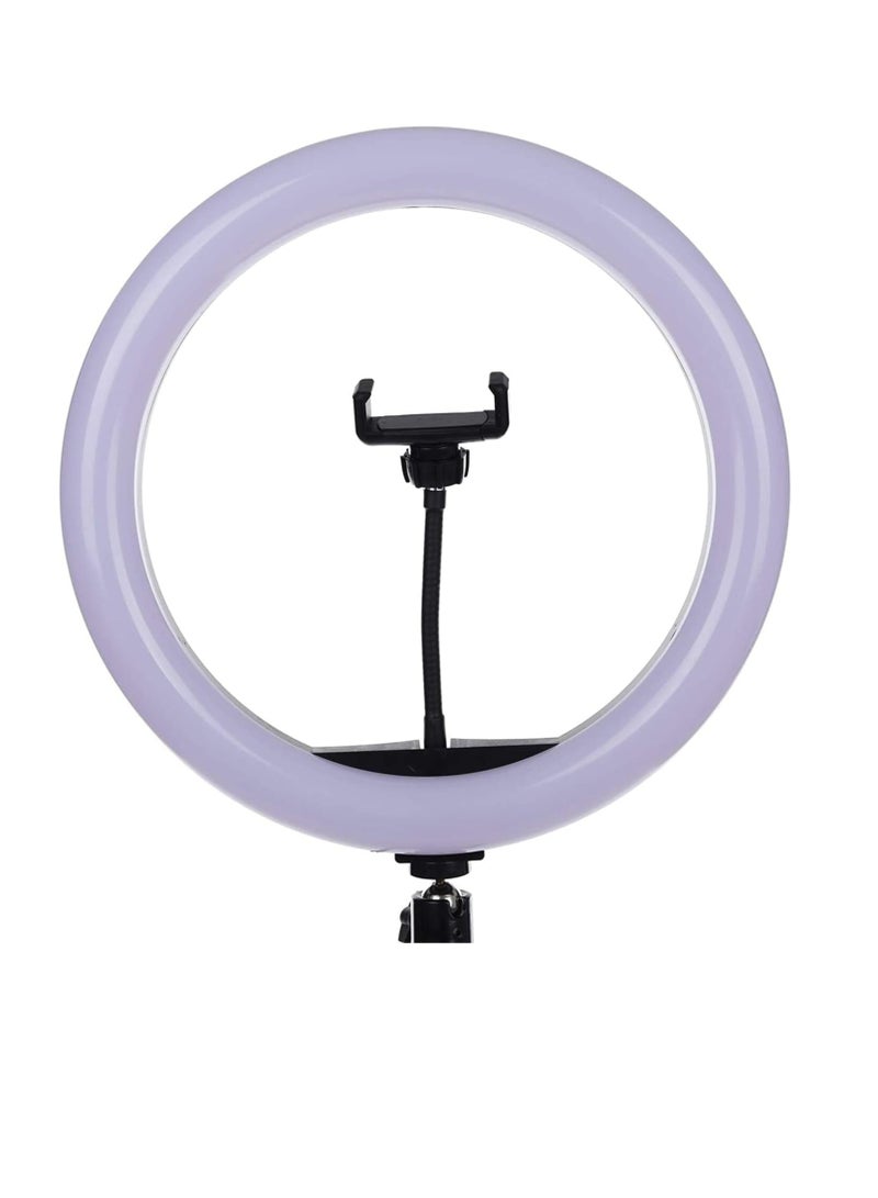 حلقة اضاءة دائرية للبث المباشر والتصوير الاحترافي M-33 مع استدارة 360 درجة 33 سم مع حامل موبايل وحامل ثلاثي 2.1 متر - ابيض و اسود - Image 5