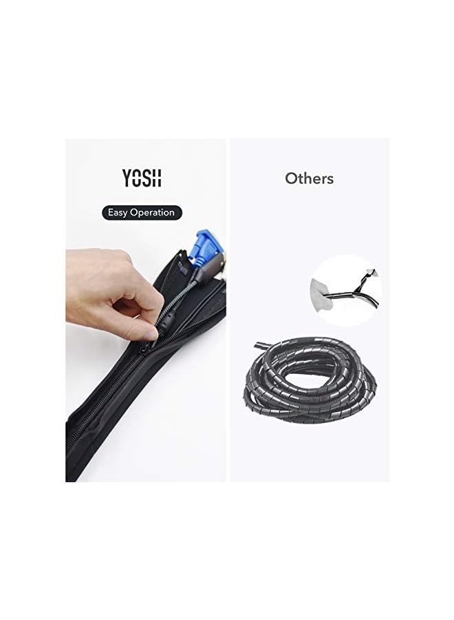 YOSH Cable Cover, Cable Sheath [Pack of 4, 48 cm] - Office Cable Tidy Box, Cable Cover, Flexible Cable Organizer for Electric TV Computer USB Audio Video Box etc. - Image 3